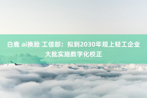 白鹿 ai换脸 工信部：拟到2030年规上轻工企业大批实施数字化校正