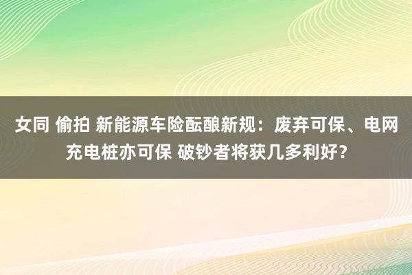 女同 偷拍 新能源车险酝酿新规：废弃可保、电网充电桩亦可保 破钞者将获几多利好？