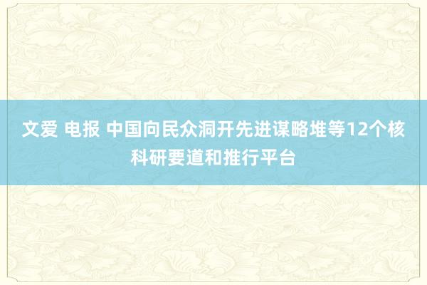 文爱 电报 中国向民众洞开先进谋略堆等12个核科研要道和推行平台