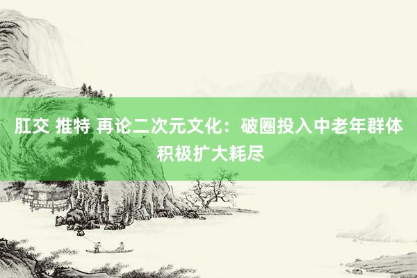 肛交 推特 再论二次元文化：破圈投入中老年群体 积极扩大耗尽