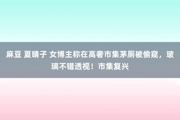 麻豆 夏晴子 女博主称在高奢市集茅厕被偷窥，玻璃不错透视！市集复兴