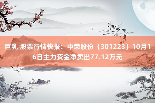 巨乳 股票行情快报：中荣股份（301223）10月16日主力资金净卖出77.12万元