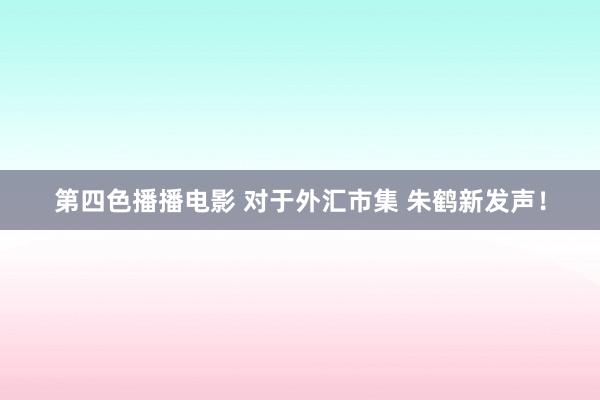 第四色播播电影 对于外汇市集 朱鹤新发声！