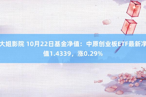 大姐影院 10月22日基金净值：中原创业板ETF最新净值1.4339，涨0.29%