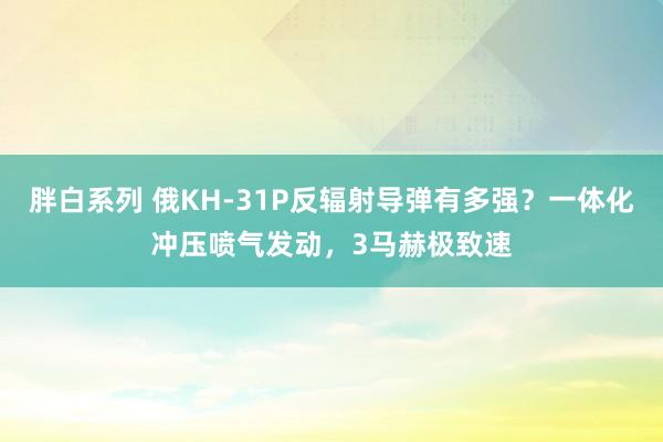 胖白系列 俄KH-31P反辐射导弹有多强？一体化冲压喷气发动，3马赫极致速