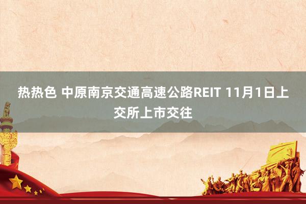 热热色 中原南京交通高速公路REIT 11月1日上交所上市交往