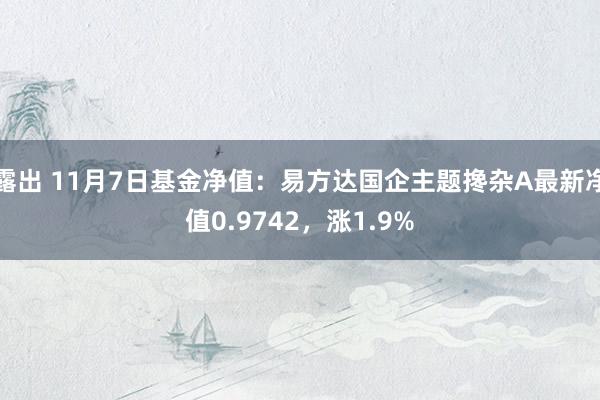 露出 11月7日基金净值：易方达国企主题搀杂A最新净值0.9742，涨1.9%