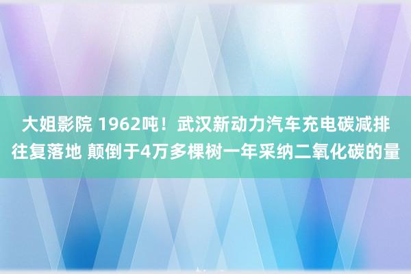 大姐影院 1962吨！武汉新动力汽车充电碳减排往复落地 颠倒于4万多棵树一年采纳二氧化碳的量