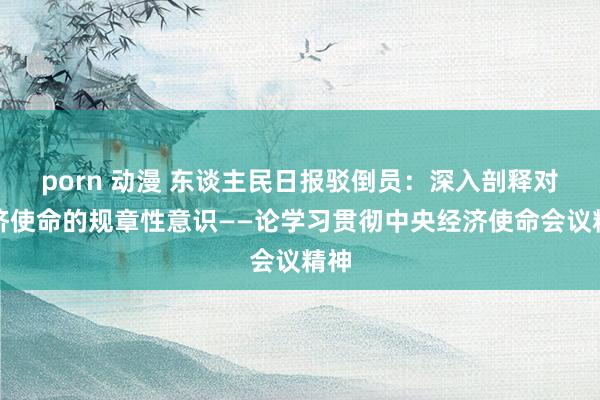 porn 动漫 东谈主民日报驳倒员：深入剖释对经济使命的规章性意识——论学习贯彻中央经济使命会议精神