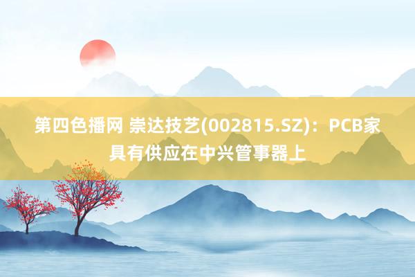 第四色播网 崇达技艺(002815.SZ)：PCB家具有供应在中兴管事器上