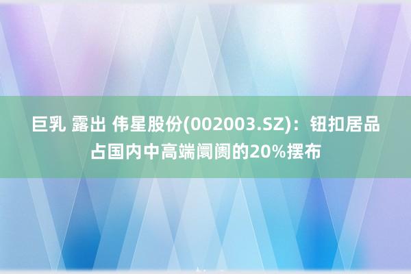 巨乳 露出 伟星股份(002003.SZ)：钮扣居品占国内中高端阛阓的20%摆布