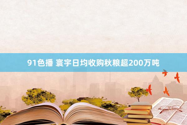 91色播 寰宇日均收购秋粮超200万吨