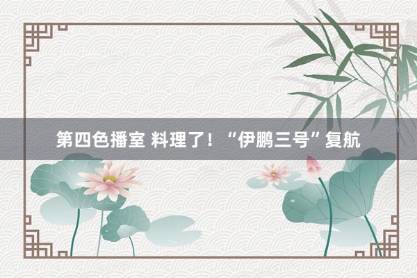 第四色播室 料理了！“伊鹏三号”复航