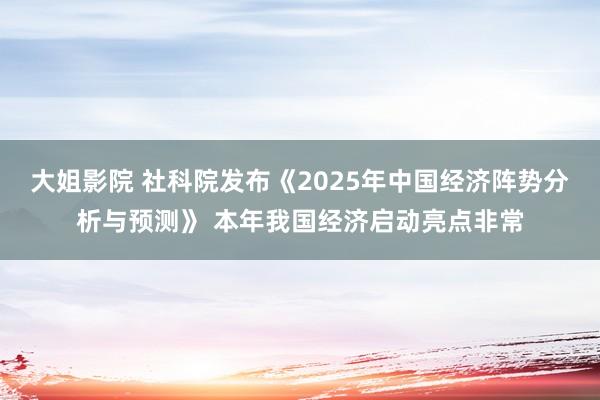 大姐影院 社科院发布《2025年中国经济阵势分析与预测》 本年我国经济启动亮点非常