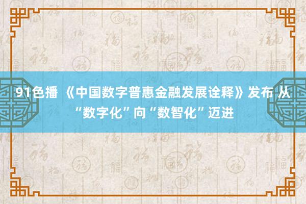 91色播 《中国数字普惠金融发展诠释》发布 从“数字化”向“数智化”迈进