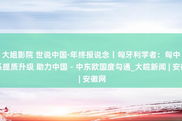 大姐影院 世说中国·年终报说念丨匈牙利学者：匈中干系提质升级 助力中国－中东欧国度勾通_大皖新闻 | 安徽网