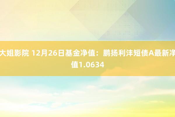 大姐影院 12月26日基金净值：鹏扬利沣短债A最新净值1.0634