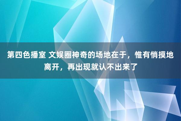 第四色播室 文娱圈神奇的场地在于，惟有悄摸地离开，再出现就认不出来了