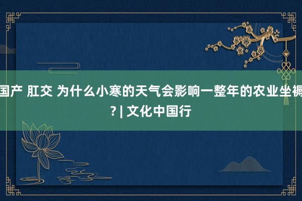 国产 肛交 为什么小寒的天气会影响一整年的农业坐褥? | 文化中国行