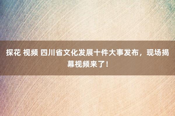 探花 视频 四川省文化发展十件大事发布，现场揭幕视频来了！