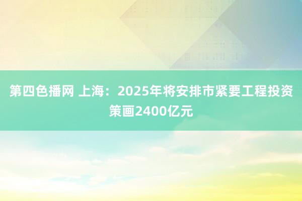 第四色播网 上海：2025年将安排市紧要工程投资策画2400亿元